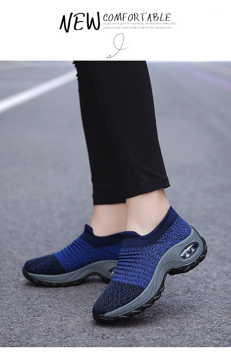 Women Walking Shoes Sock Slip on Mesh Platform Air Cushion Athletic Designer Sneakers for Women Tenis De Luxo Feminino