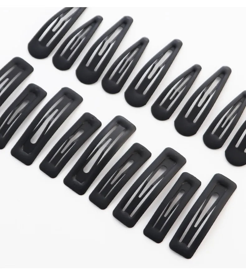 10 20pcs Non Slip Matt Black Alloy Hairpin Big Water Drop Geometric Solid Bobby Pin Women Make Up Hair Clip Barrettte