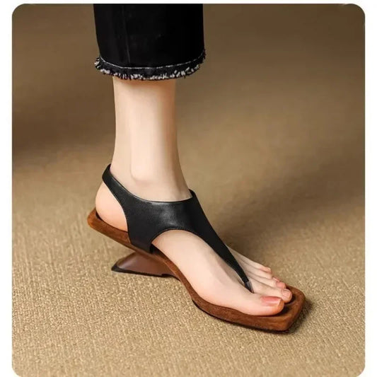 Women's Sandals Summer New High Heels Square Head Clip Toe Abnormal-shaped Sandals Casual Fashion Comfortable Sandals