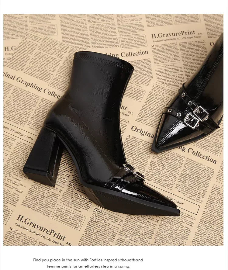 High Heels Ankle Women's Boots Pointed Toe Sexy Shoes for Women 2024 New Side Zip Classic Daily Boots Women Boots Botas