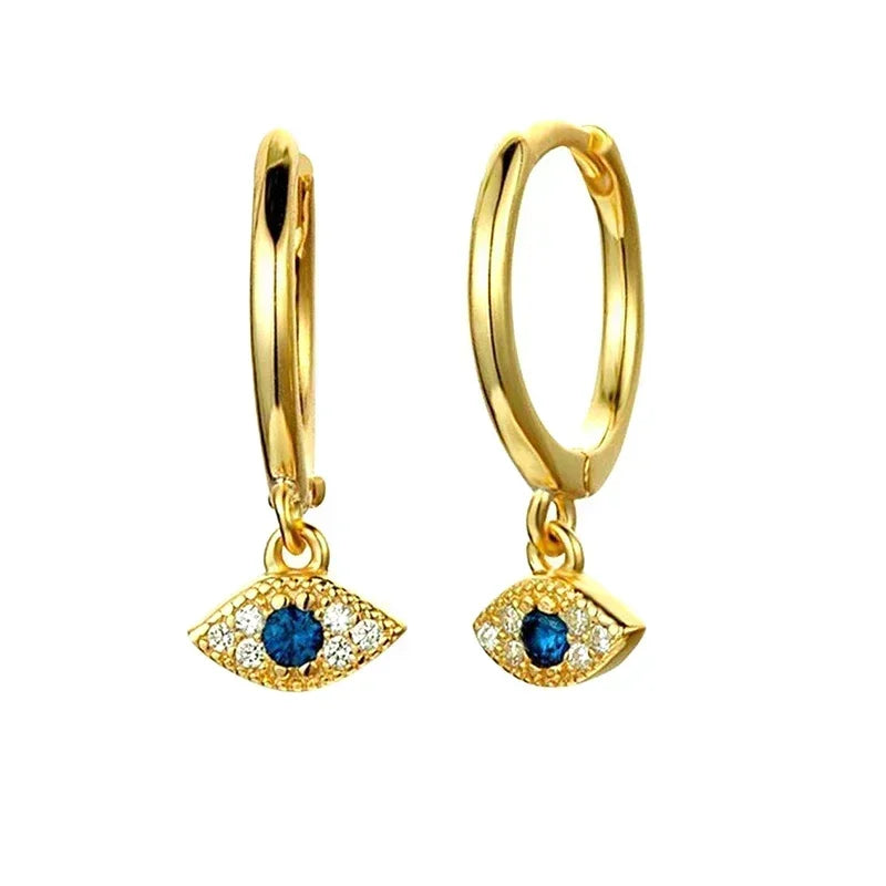 Evil Eye 925 Sterling Silver Ear Needle Exquisite Shell Zircon Retro geometric pendant earrings for women Fashion Party Jewelry