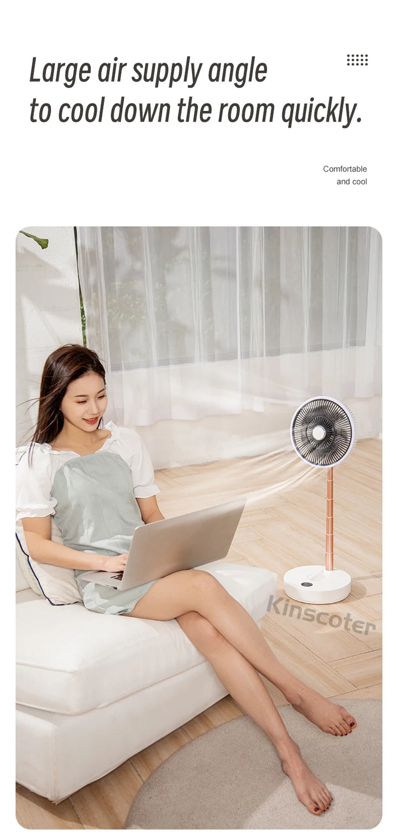 Auto Oscillation Home Floor Fan Electric Wireless Circulator Portable Cordless 10000mah Foldable Ventilator With Remote Control