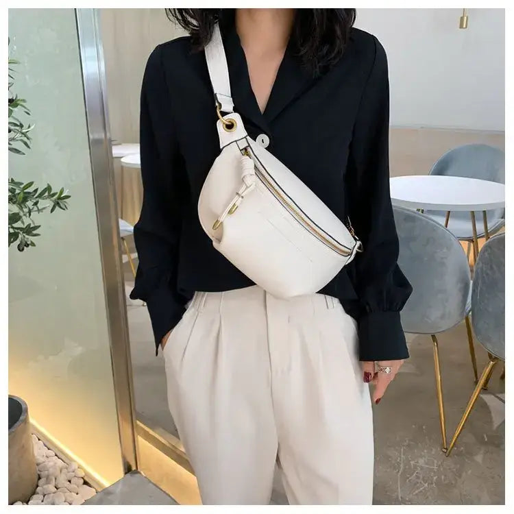 100% Genuine Leather Women Waist Bags Luxury Famous Brand Shoulder Bag Chain Belt Crossbody Female Bag Bolsa Feminina