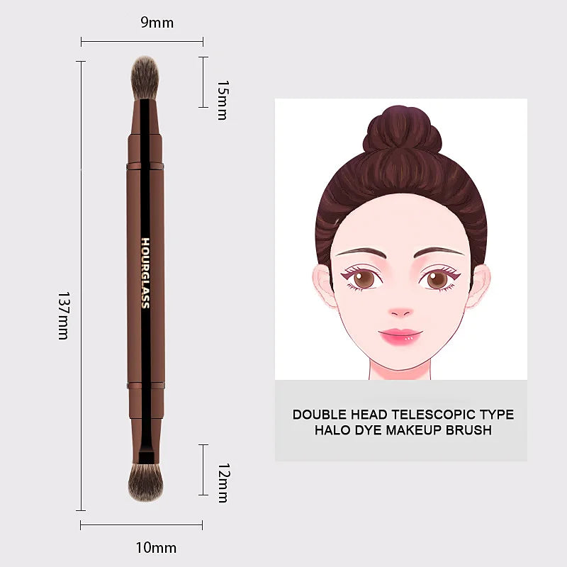 HOURGLASS 4/2 head multifunction hidden makeup brush, for powder foundation concealer eye shadow，good for travel and gift