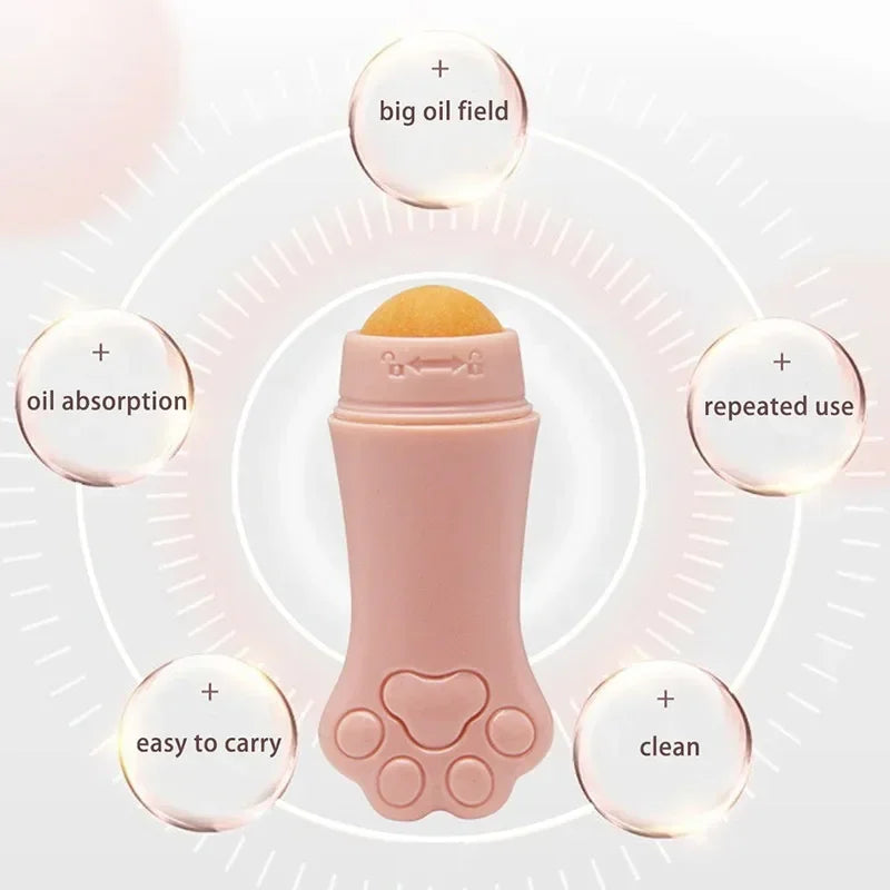 Volcanic Stone Oil Absorber Pink Cat Paw Facial Oil Washable Removing Make Up Tools Face Oil Absorbing Roller Skin Care Tools