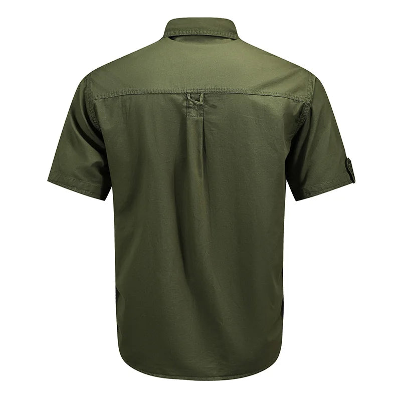 Summer Men Short Sleeve Cargo Breathable Shirt Men Casual Tactic Military Polo Shirt Men Outdoor Camp Hike Safari Work Shirt Top