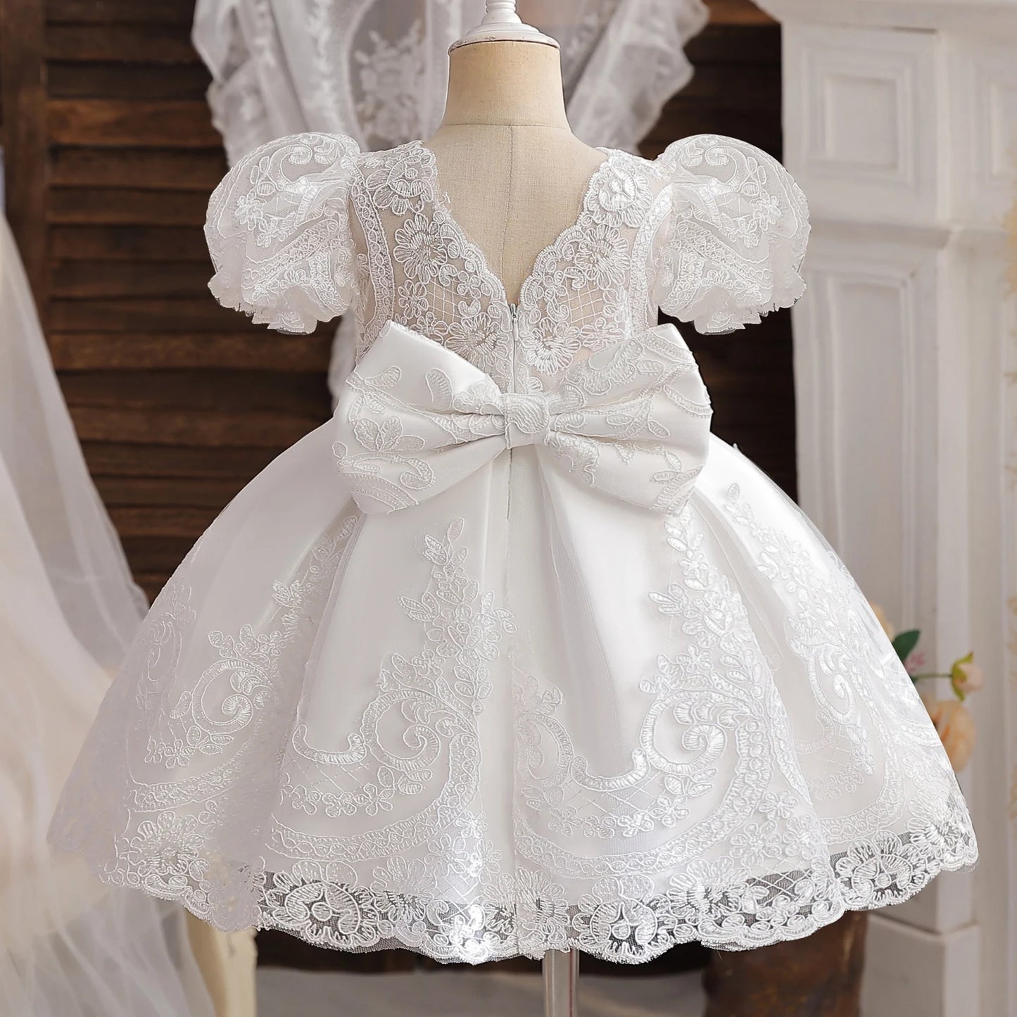 Baby Girls 1st Birthday Baptism Beading Dress For Girls Princess Luxury Embroidery Costumes Kids Party Clothes Toddler Dresses