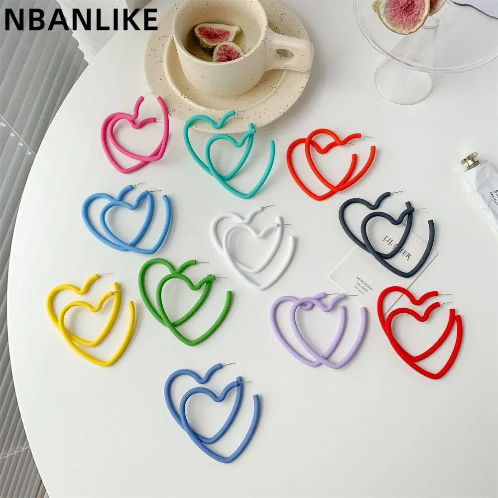 1 Pair Korean Style Love Heart Hoop Earring Acrylic Candy Color Geometric Earring