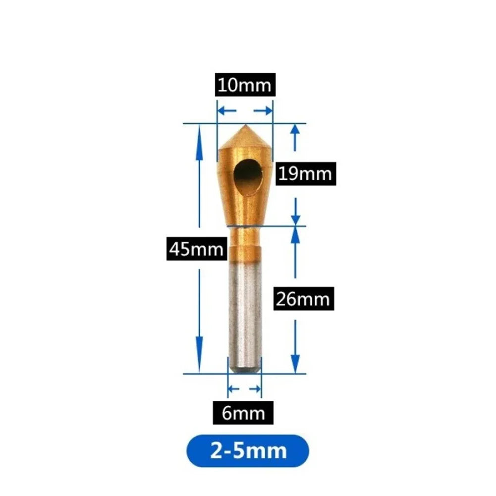 Titanium Coated Deburring Chamfering Cutter Counter Sink Drill Bits Smooth Hole Cutter For Metal Wood Plastic Chamfering Tool