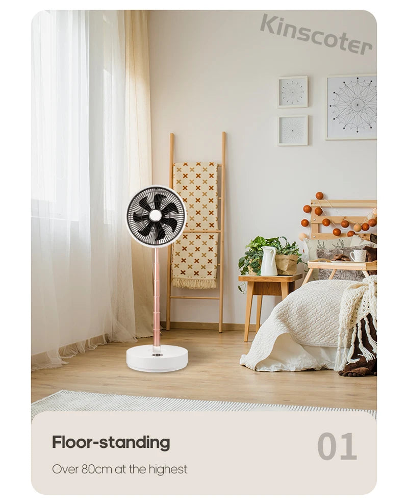 Auto Oscillation Home Floor Fan Electric Wireless Circulator Portable Cordless 10000mah Foldable Ventilator With Remote Control