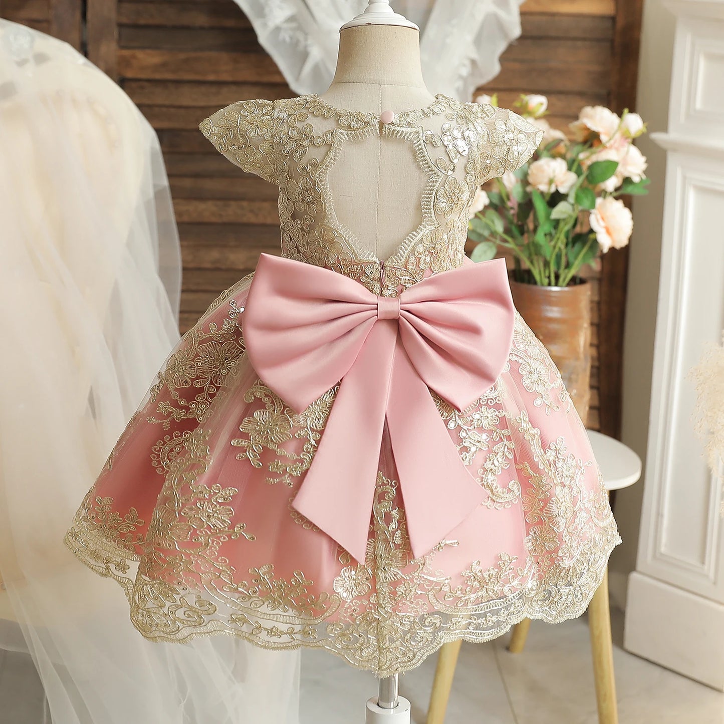 Baby Girls 1st Birthday Baptism Beading Dress For Girls Princess Luxury Embroidery Costumes Kids Party Clothes Toddler Dresses