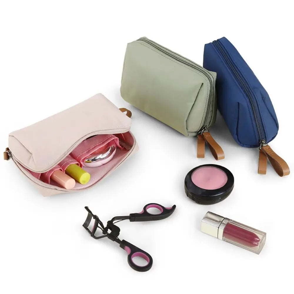 Small Makeup Bag Simple Solid Color Cosmetic Storage Bag for Women Pouch Toiletry Bag Waterproof Make Up Purses Case Mini