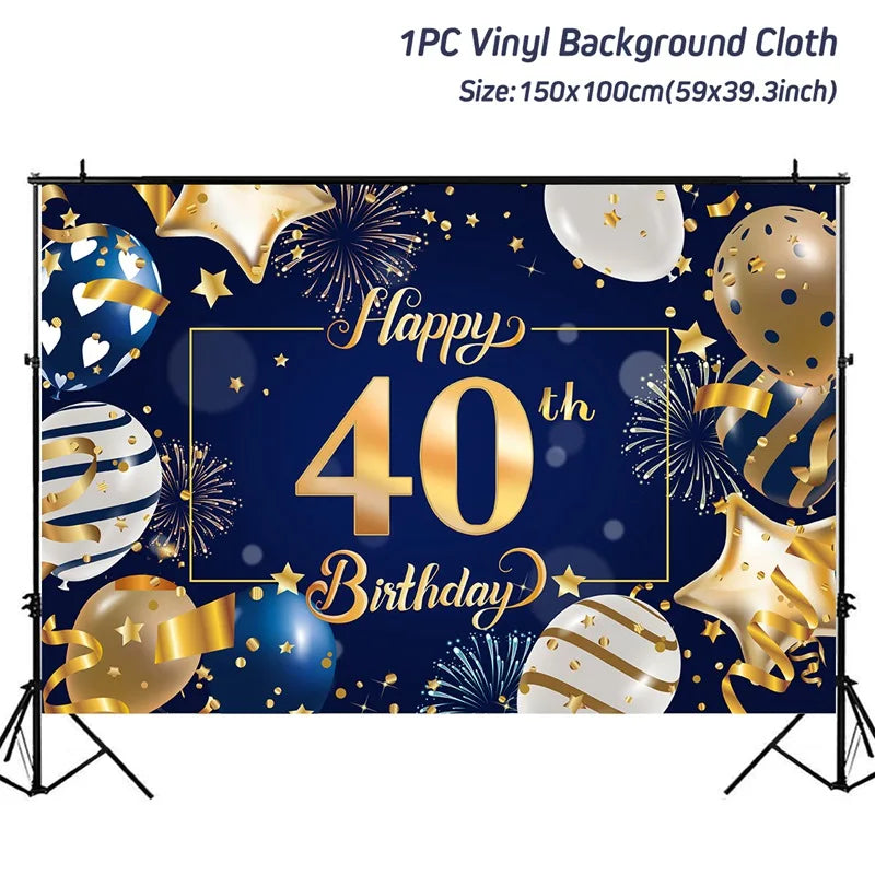 Happy 40th Birthday 40 40th Birthday Party Decorations 40 Years Old Birthday Man Birthday Table Runner Banner Door Curtain Decor