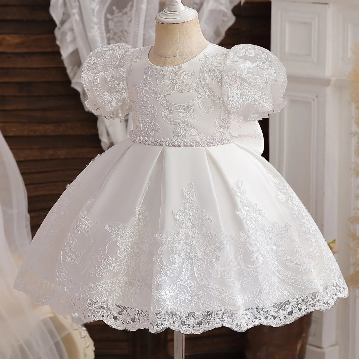 Baby Girls 1st Birthday Baptism Beading Dress For Girls Princess Luxury Embroidery Costumes Kids Party Clothes Toddler Dresses