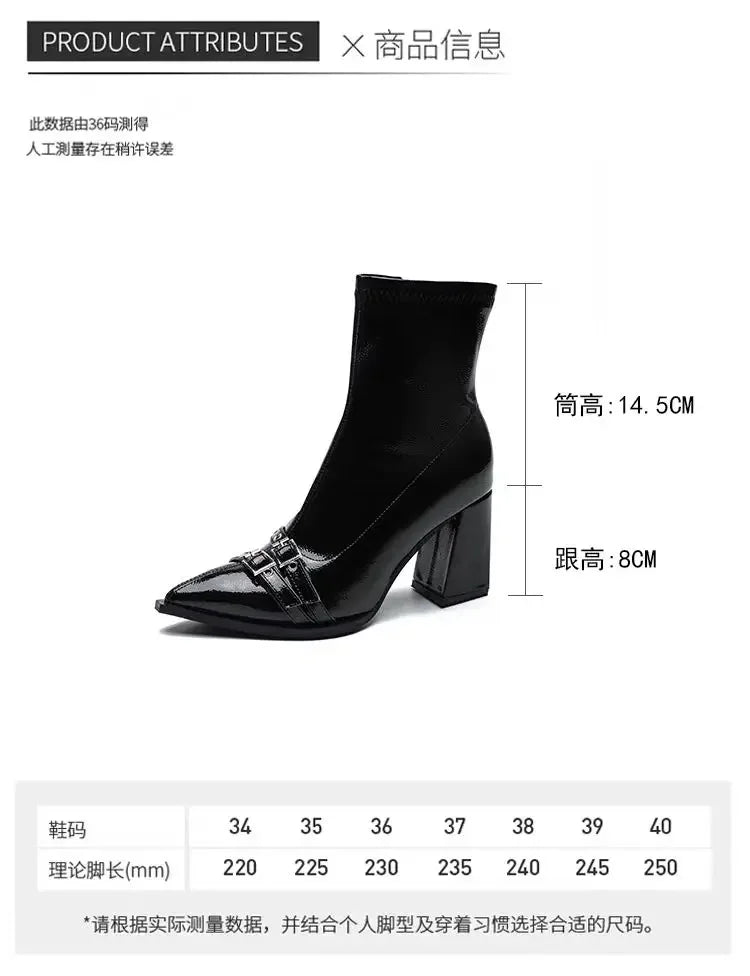 High Heels Ankle Women's Boots Pointed Toe Sexy Shoes for Women 2024 New Side Zip Classic Daily Boots Women Boots Botas