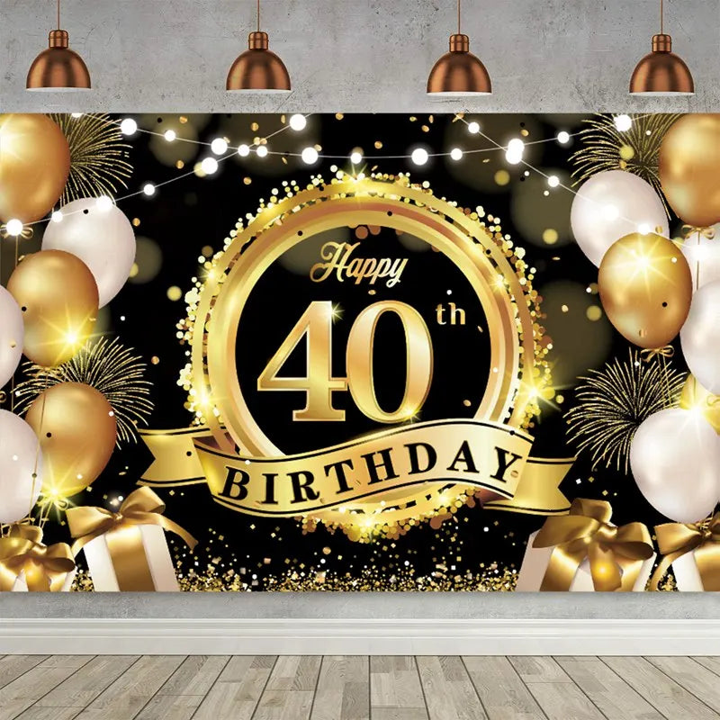 Happy 40th Birthday 40 40th Birthday Party Decorations 40 Years Old Birthday Man Birthday Table Runner Banner Door Curtain Decor