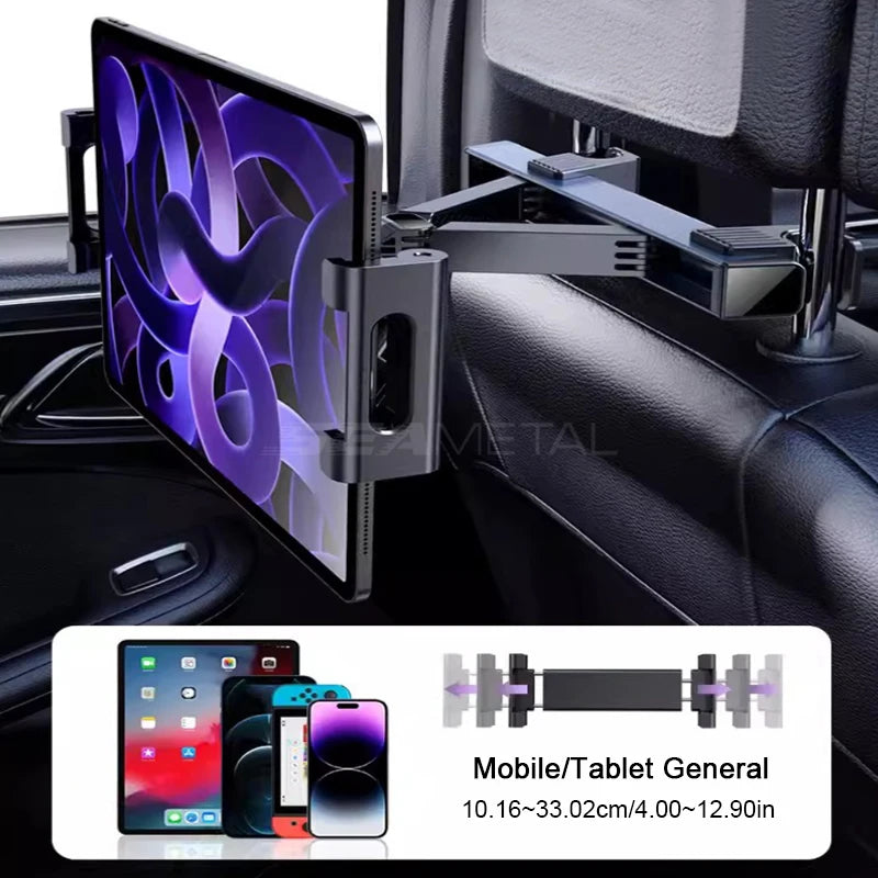 SEAMETAL Upgraded Car Headrest Phone Holder Telescopic Anti Shake Auto Table Holder Smartphone Mount for 4-12.9 Inch iPad iPhone