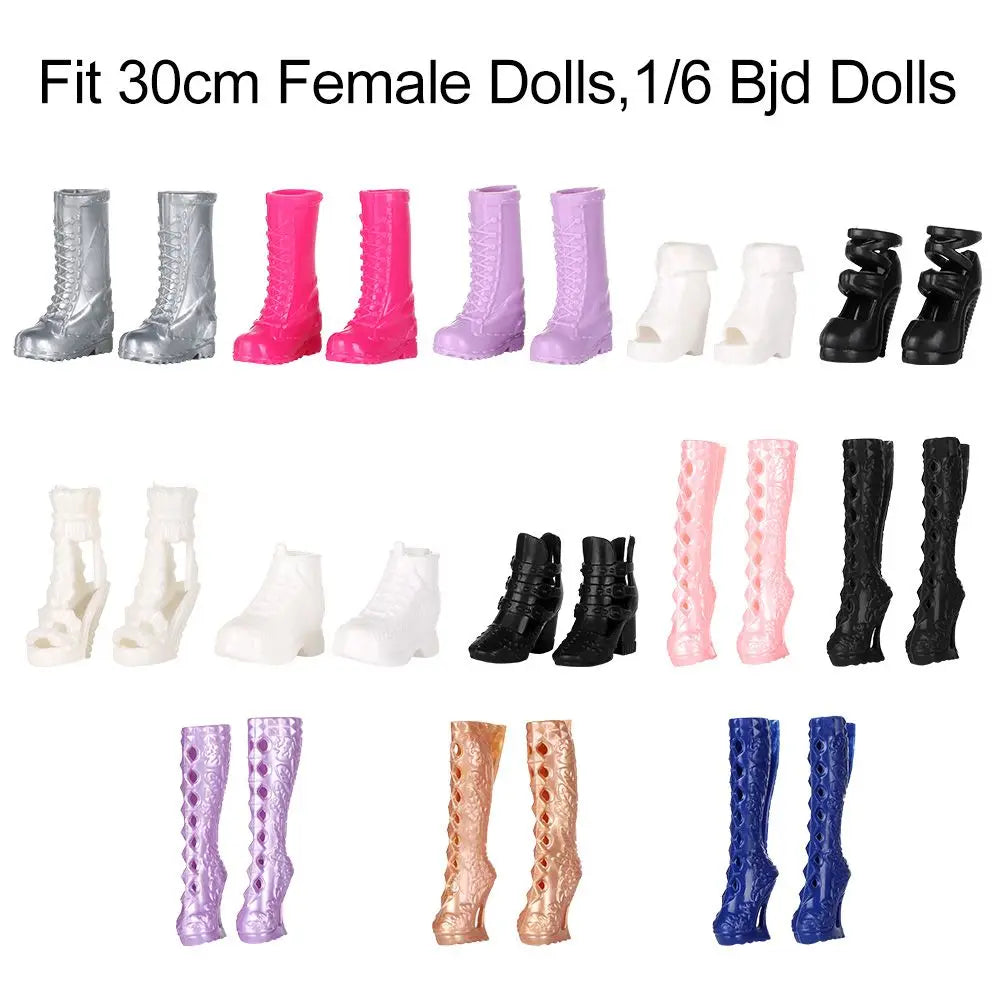 1/6 Doll Shoes High Heels for 30cm Barbie Doll Long Knees Boots Fashion Hero Dolls Boot Accessories Toys Foot Length 2.2cm