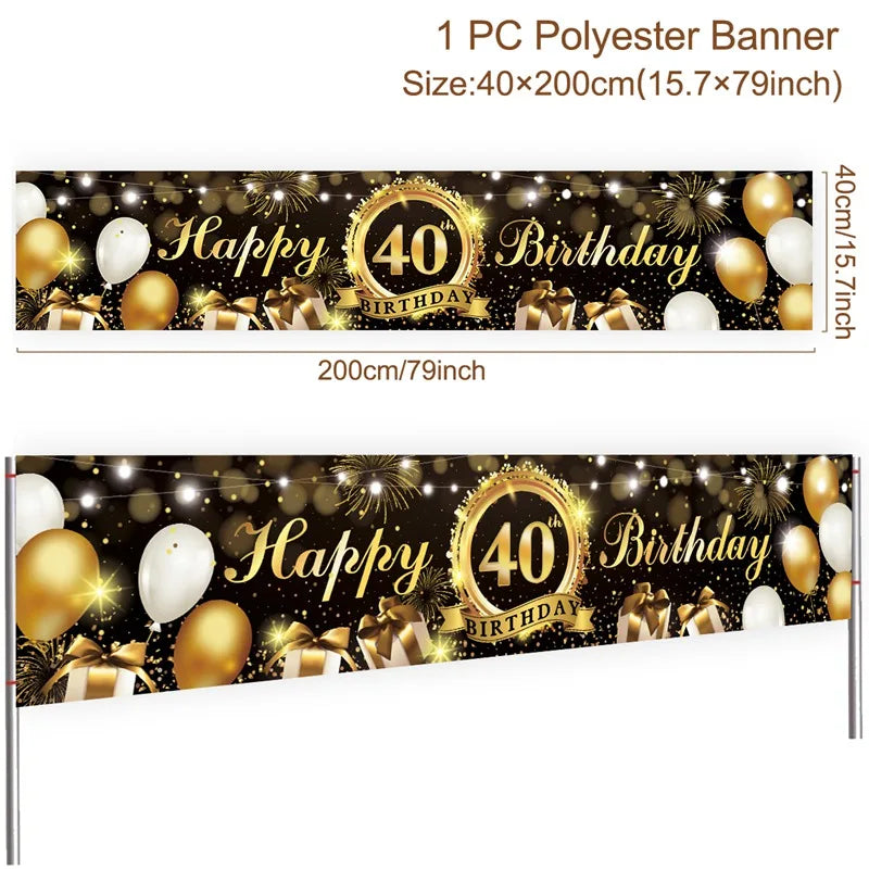 Happy 40th Birthday 40 40th Birthday Party Decorations 40 Years Old Birthday Man Birthday Table Runner Banner Door Curtain Decor