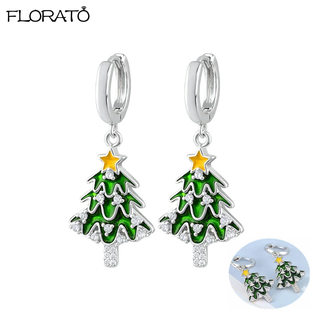 925 Sterling Silver Needle Luxury Green Earrings Trend Small Hoop Earrings for Women Fashion Puncture Jewelry Ear Accessories