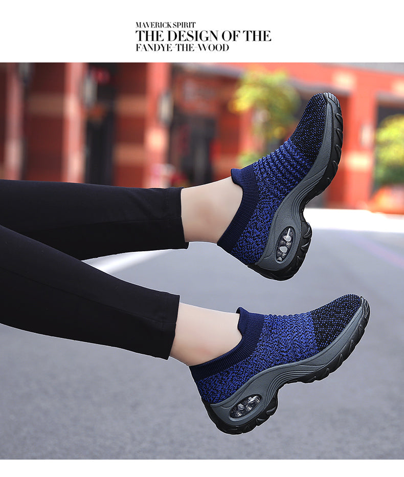 Women Walking Shoes Sock Slip on Mesh Platform Air Cushion Athletic Designer Sneakers for Women Tenis De Luxo Feminino