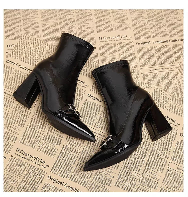 High Heels Ankle Women's Boots Pointed Toe Sexy Shoes for Women 2024 New Side Zip Classic Daily Boots Women Boots Botas