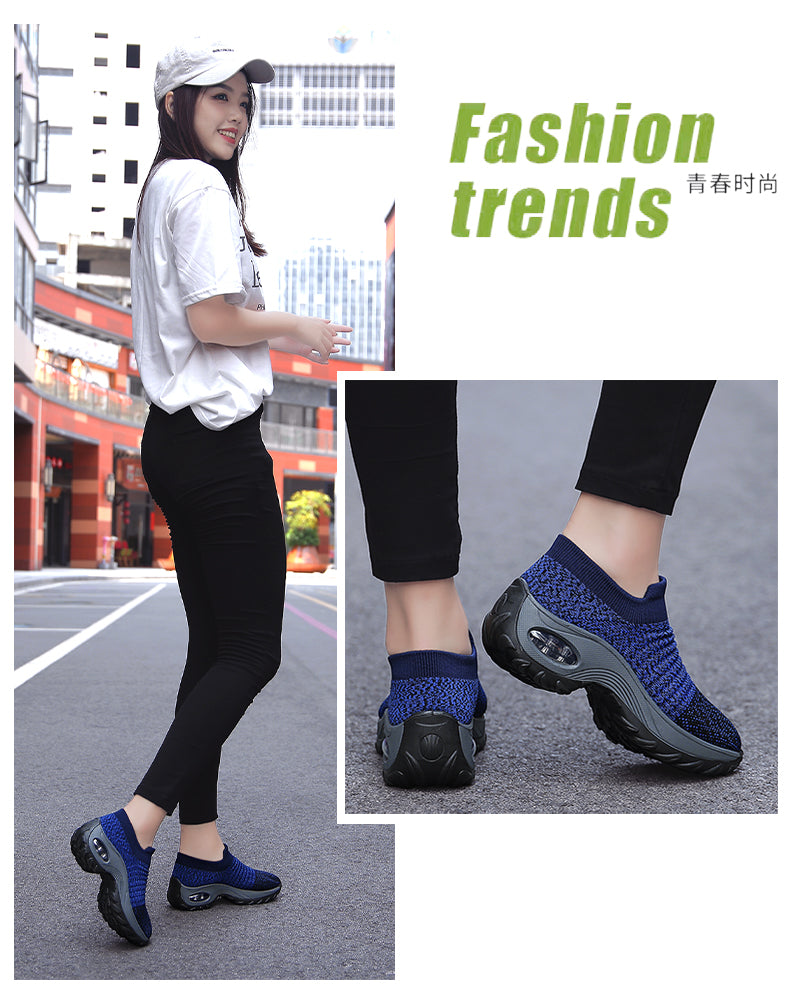 Women Walking Shoes Sock Slip on Mesh Platform Air Cushion Athletic Designer Sneakers for Women Tenis De Luxo Feminino