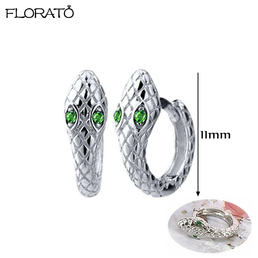 925 Sterling Silver Needle Luxury Green Earrings Trend Small Hoop Earrings for Women Fashion Puncture Jewelry Ear Accessories