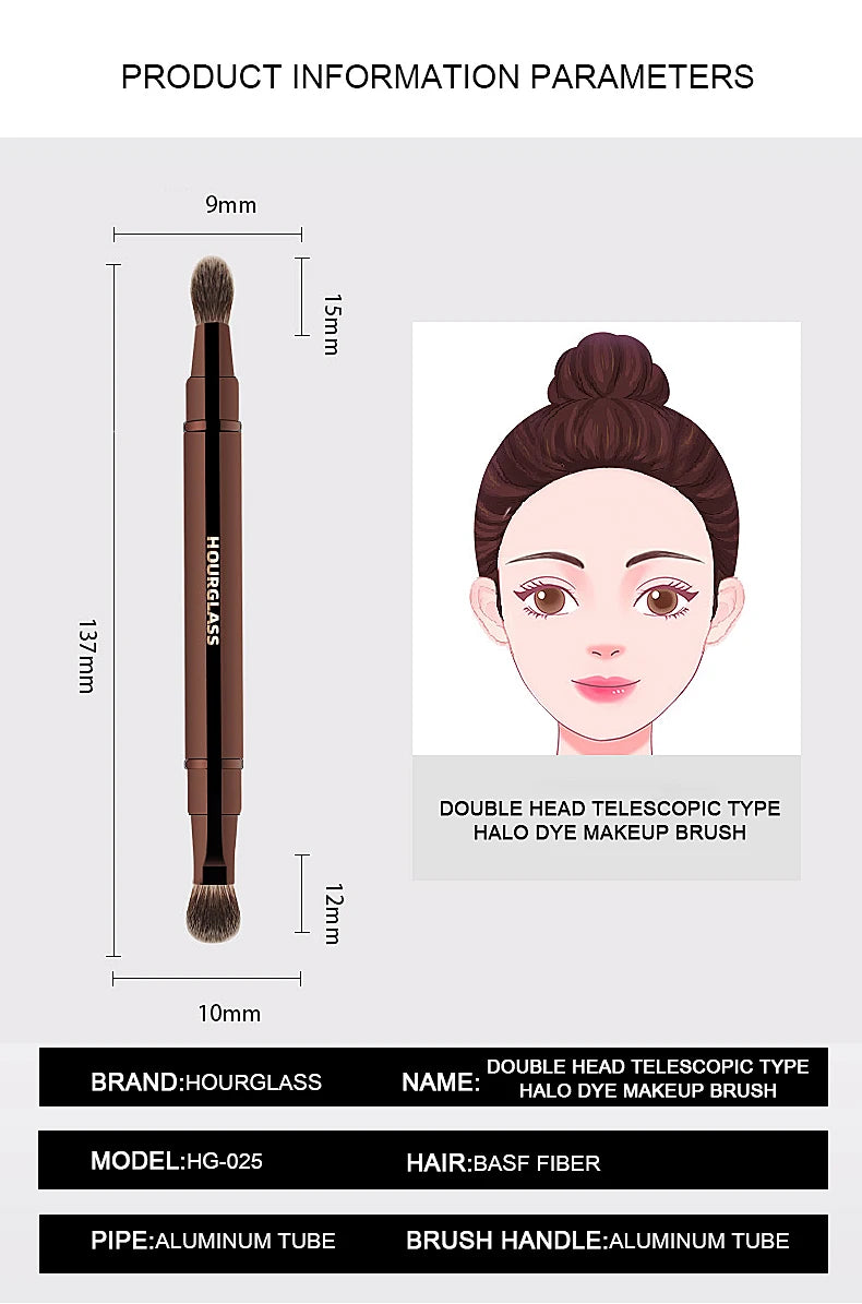 HOURGLASS 4/2 head multifunction hidden makeup brush, for powder foundation concealer eye shadow，good for travel and gift