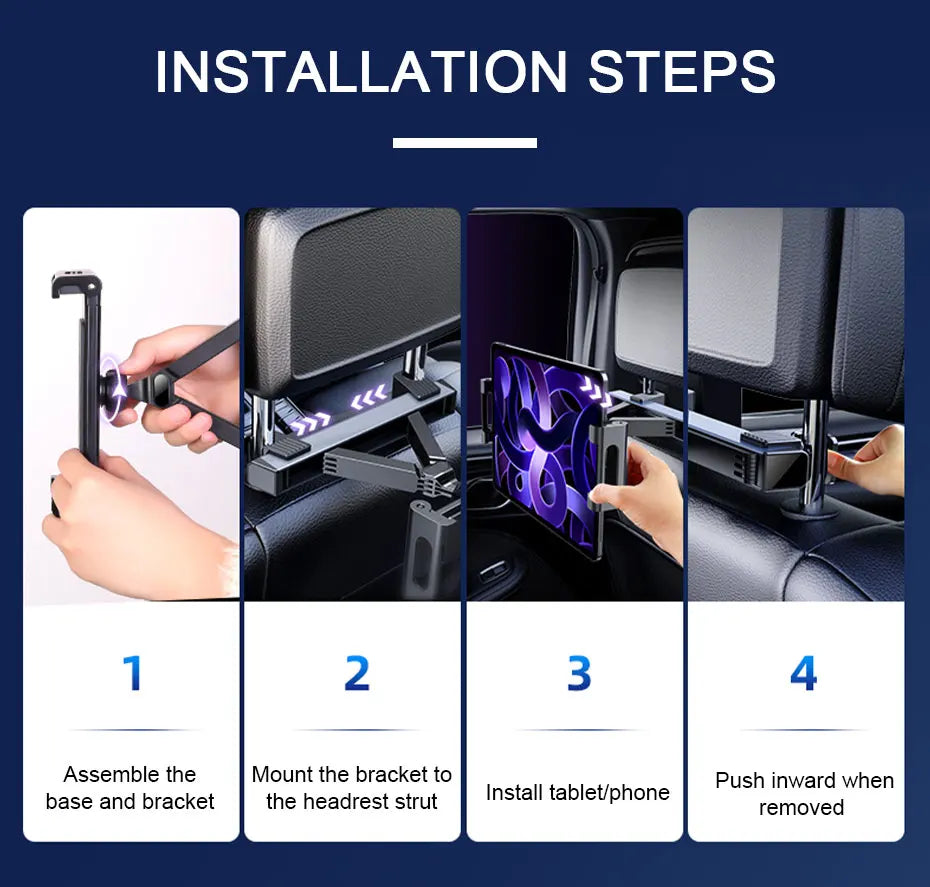 SEAMETAL Upgraded Car Headrest Phone Holder Telescopic Anti Shake Auto Table Holder Smartphone Mount for 4-12.9 Inch iPad iPhone