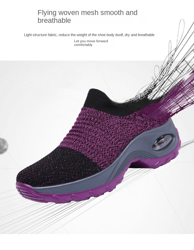 Women Walking Shoes Sock Slip on Mesh Platform Air Cushion Athletic Designer Sneakers for Women Tenis De Luxo Feminino