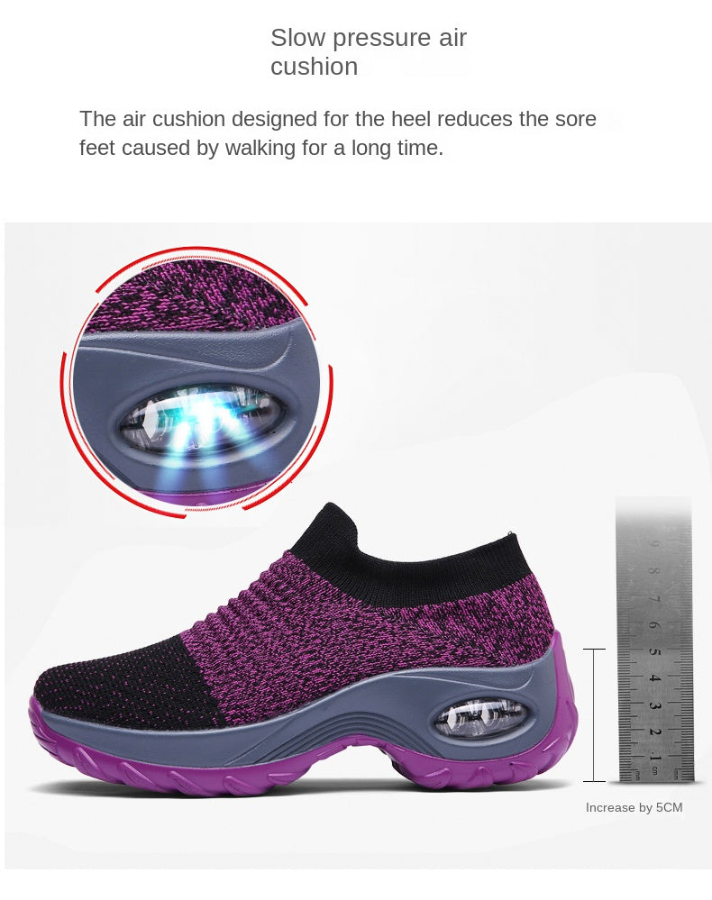 Women Walking Shoes Sock Slip on Mesh Platform Air Cushion Athletic Designer Sneakers for Women Tenis De Luxo Feminino