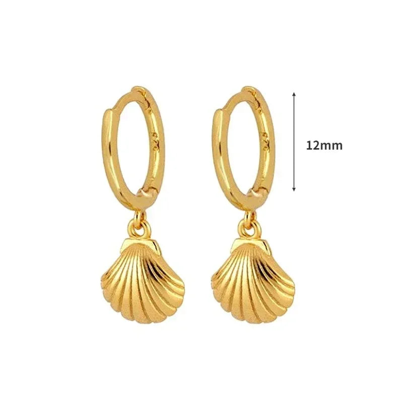 Evil Eye 925 Sterling Silver Ear Needle Exquisite Shell Zircon Retro geometric pendant earrings for women Fashion Party Jewelry