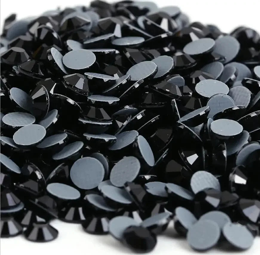 SS4-SS30 Black Jet Better DMC Hot Fix Flatback Rhinestones Glass Strass Hotfix Iron on Sewing Fabric Decorations  Accessories