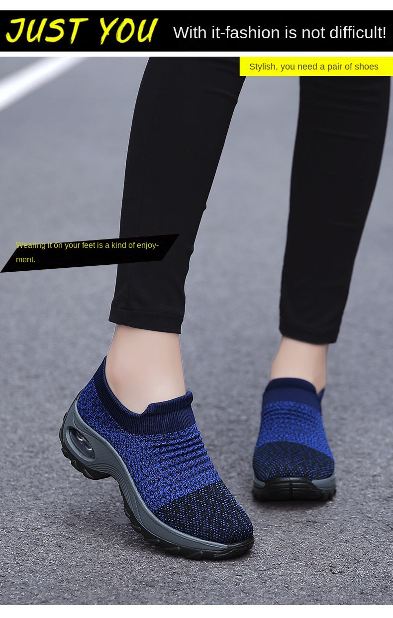 Women Walking Shoes Sock Slip on Mesh Platform Air Cushion Athletic Designer Sneakers for Women Tenis De Luxo Feminino