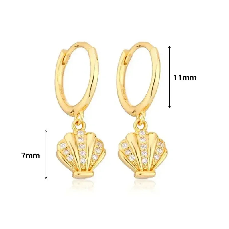 Evil Eye 925 Sterling Silver Ear Needle Exquisite Shell Zircon Retro geometric pendant earrings for women Fashion Party Jewelry