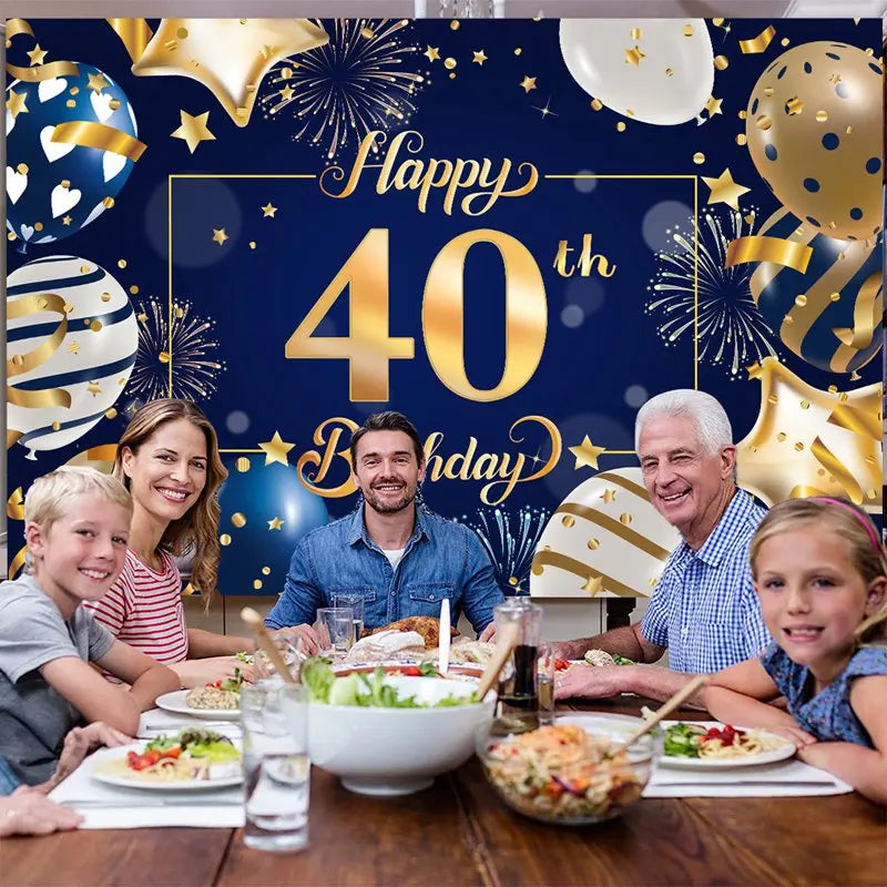 Happy 40th Birthday 40 40th Birthday Party Decorations 40 Years Old Birthday Man Birthday Table Runner Banner Door Curtain Decor