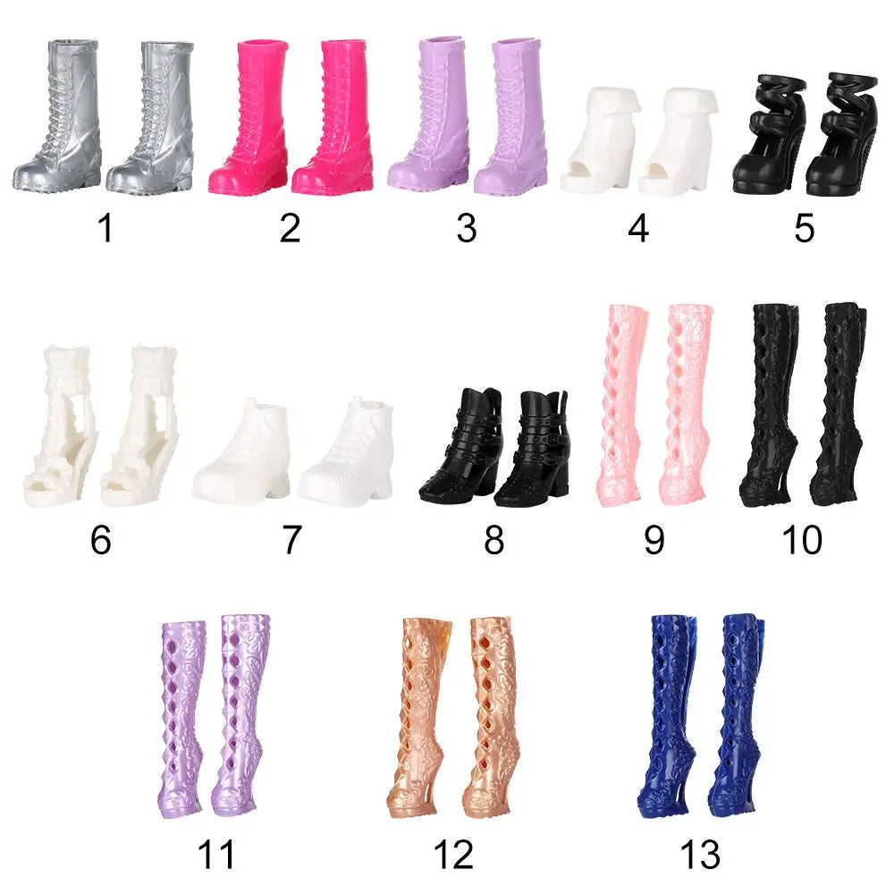 1/6 Doll Shoes High Heels for 30cm Barbie Doll Long Knees Boots Fashion Hero Dolls Boot Accessories Toys Foot Length 2.2cm