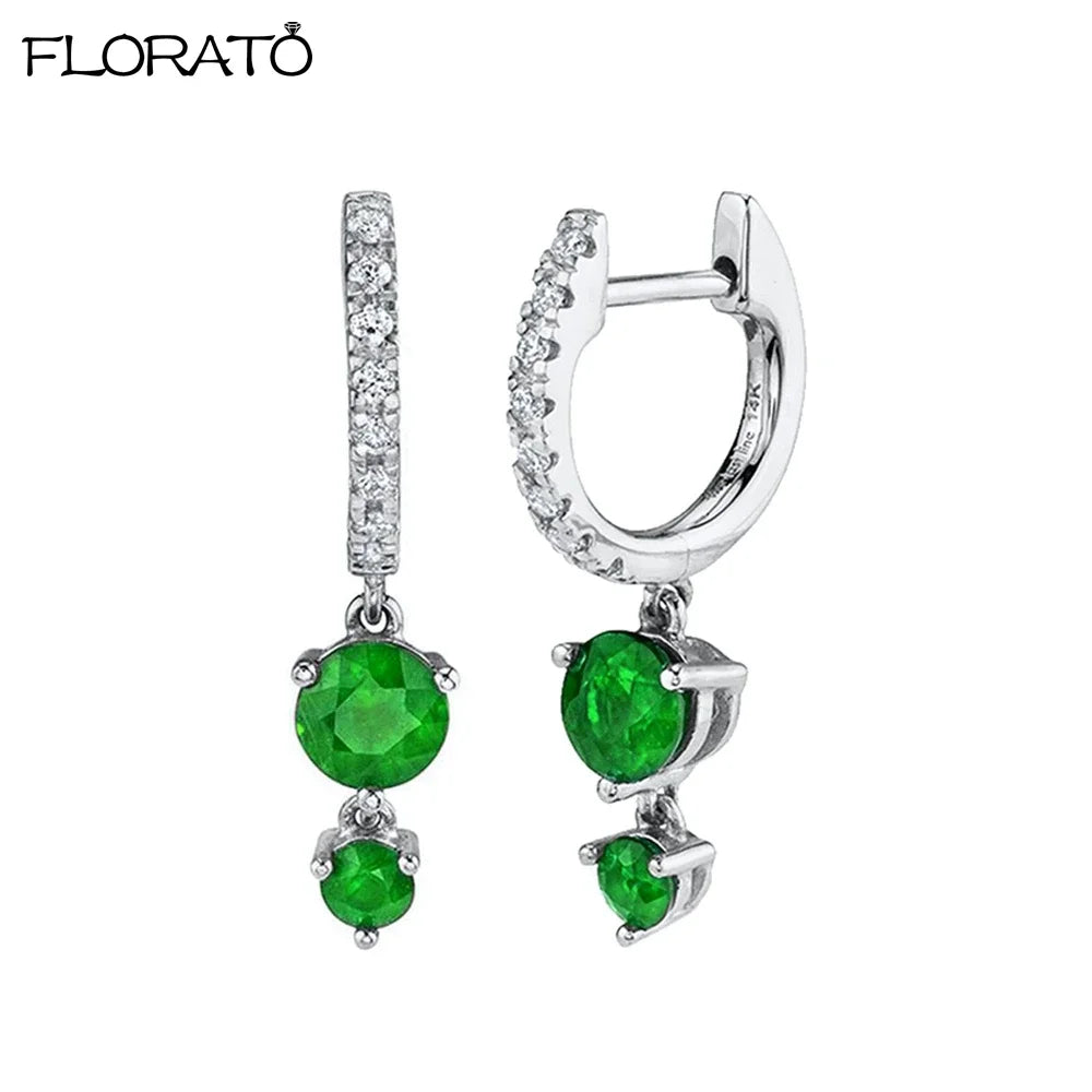 925 Sterling Silver Needle Luxury Green Earrings Trend Small Hoop Earrings for Women Fashion Puncture Jewelry Ear Accessories