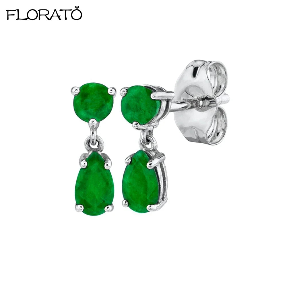 925 Sterling Silver Needle Luxury Green Earrings Trend Small Hoop Earrings for Women Fashion Puncture Jewelry Ear Accessories