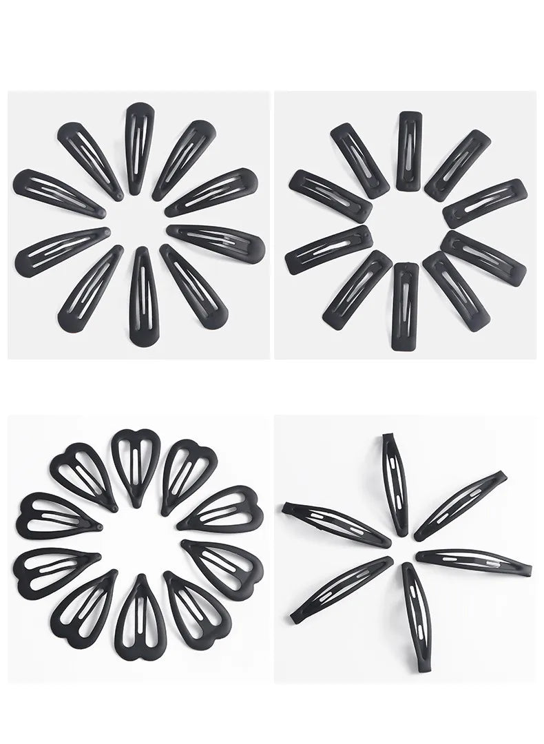 10 20pcs Non Slip Matt Black Alloy Hairpin Big Water Drop Geometric Solid Bobby Pin Women Make Up Hair Clip Barrettte