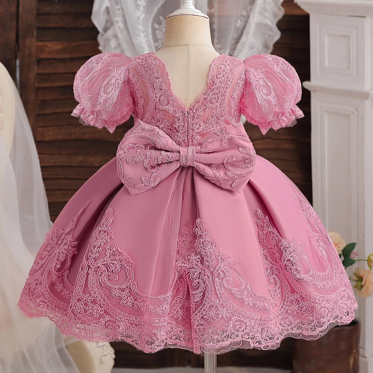 Baby Girls 1st Birthday Baptism Beading Dress For Girls Princess Luxury Embroidery Costumes Kids Party Clothes Toddler Dresses