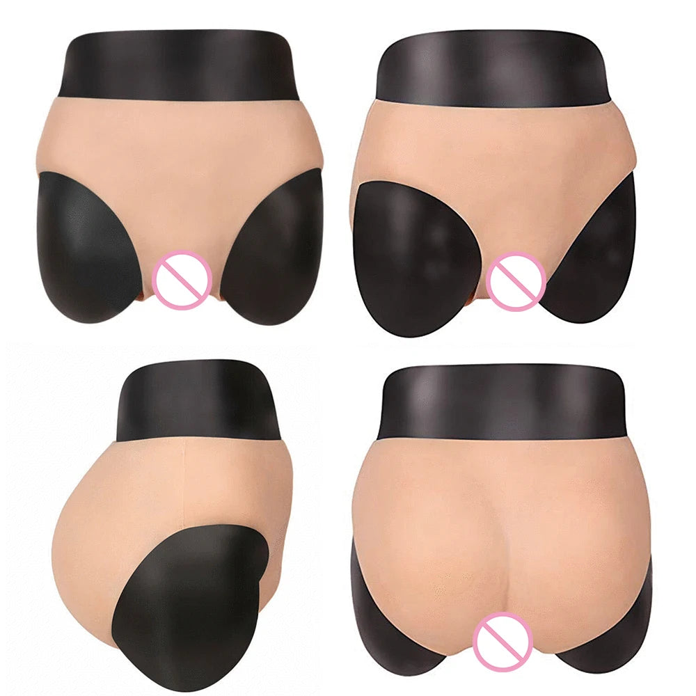 EYUNG Men's Underwear Silicone Fake Vagina Underwear Panties Insertable Build-in Tube Vagina Boxer Briefs Crossdresser Shemale