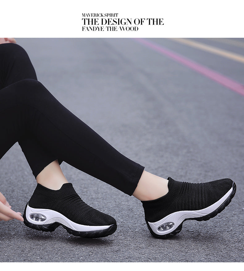 Women Walking Shoes Sock Slip on Mesh Platform Air Cushion Athletic Designer Sneakers for Women Tenis De Luxo Feminino