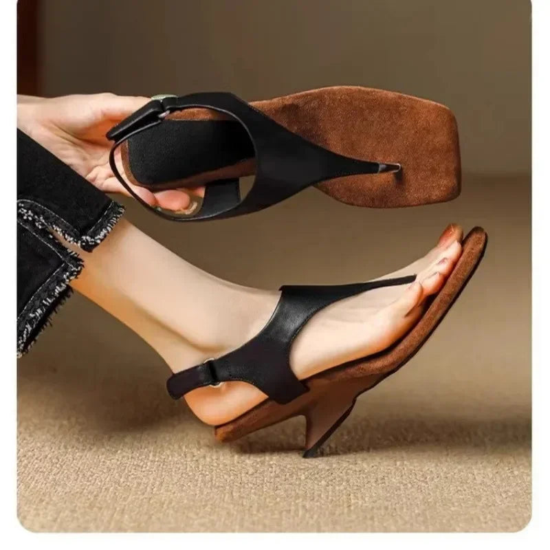 Women's Sandals Summer New High Heels Square Head Clip Toe Abnormal-shaped Sandals Casual Fashion Comfortable Sandals