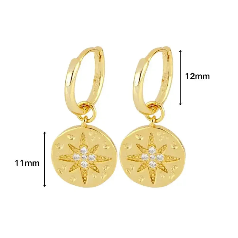 Evil Eye 925 Sterling Silver Ear Needle Exquisite Shell Zircon Retro geometric pendant earrings for women Fashion Party Jewelry