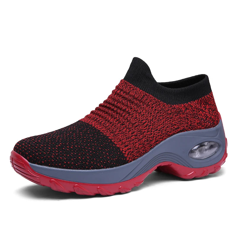 Women Walking Shoes Sock Slip on Mesh Platform Air Cushion Athletic Designer Sneakers for Women Tenis De Luxo Feminino