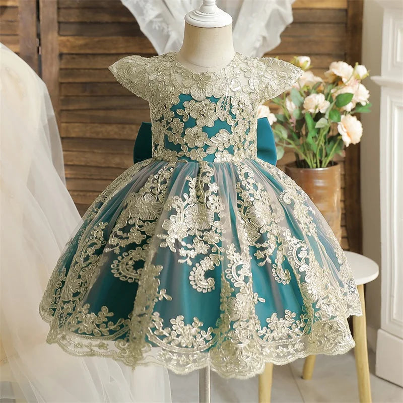 Baby Girls 1st Birthday Baptism Beading Dress For Girls Princess Luxury Embroidery Costumes Kids Party Clothes Toddler Dresses