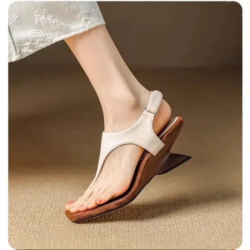 Women's Sandals Summer New High Heels Square Head Clip Toe Abnormal-shaped Sandals Casual Fashion Comfortable Sandals