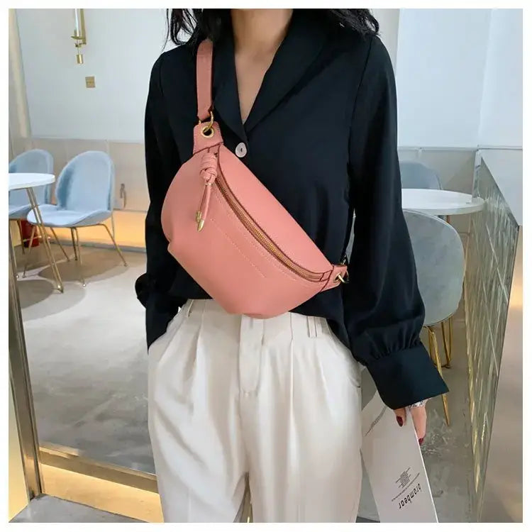 100% Genuine Leather Women Waist Bags Luxury Famous Brand Shoulder Bag Chain Belt Crossbody Female Bag Bolsa Feminina